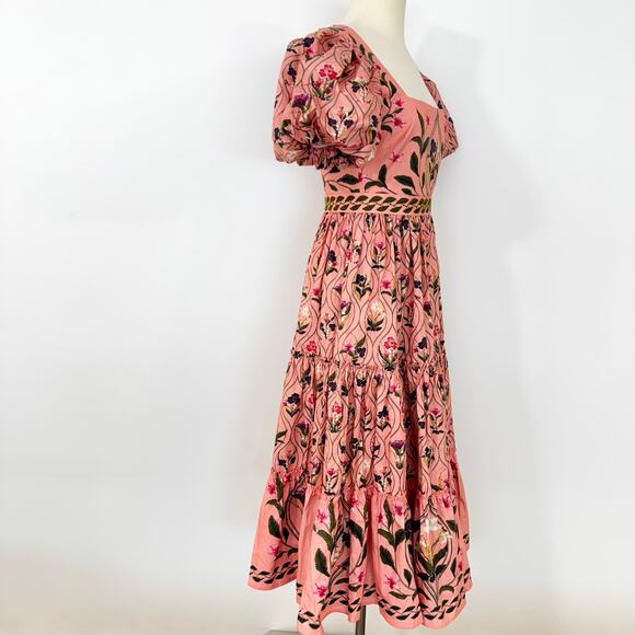 Agua By Agua Bendita Alga Pacifico Embroidered Midi Dress M - Picture 7 of 15